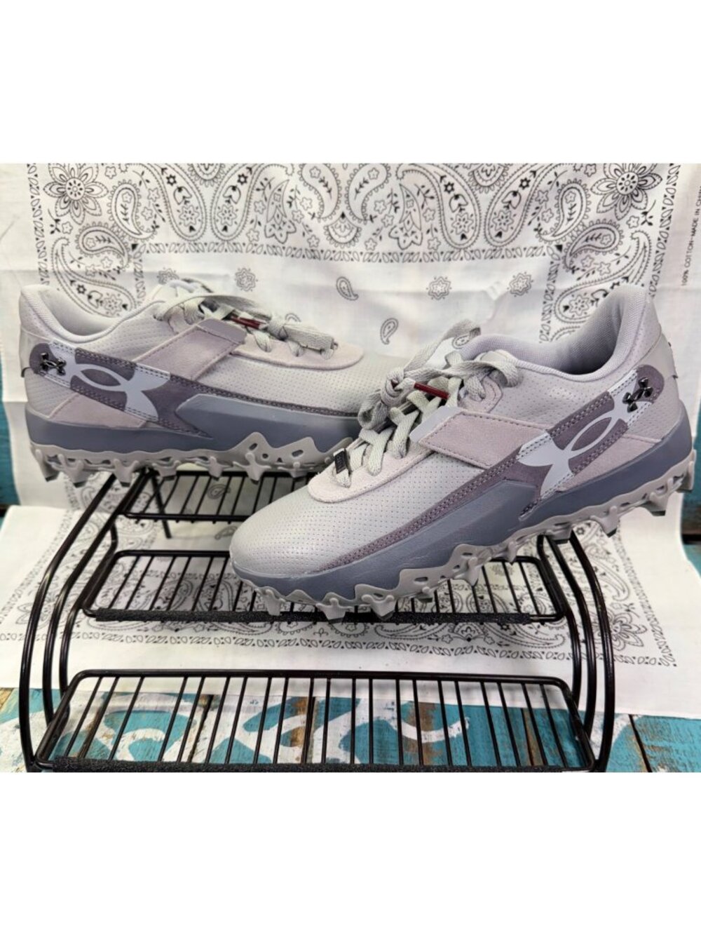 NEW Under Armour Harper 10 Pro TPU Mid Baseball Cleats 6000715-075 Gray Mens 8